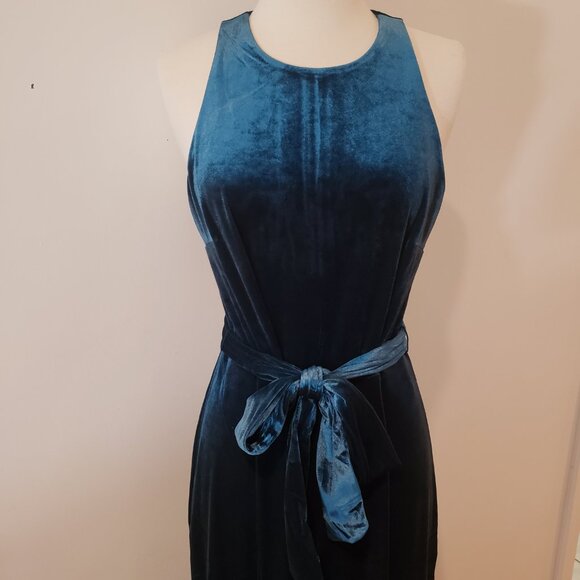 NWT BR Stretchy Velvet Teal Romper - Picture 5 of 12
